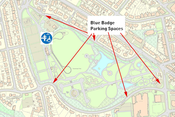 Greenhead park map of entrance and disabled parking