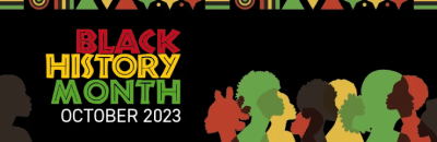 Black history month october 2023 logo and banner