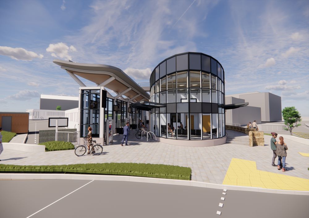 Architectural render of Heckmondwike Bus Station from the street view