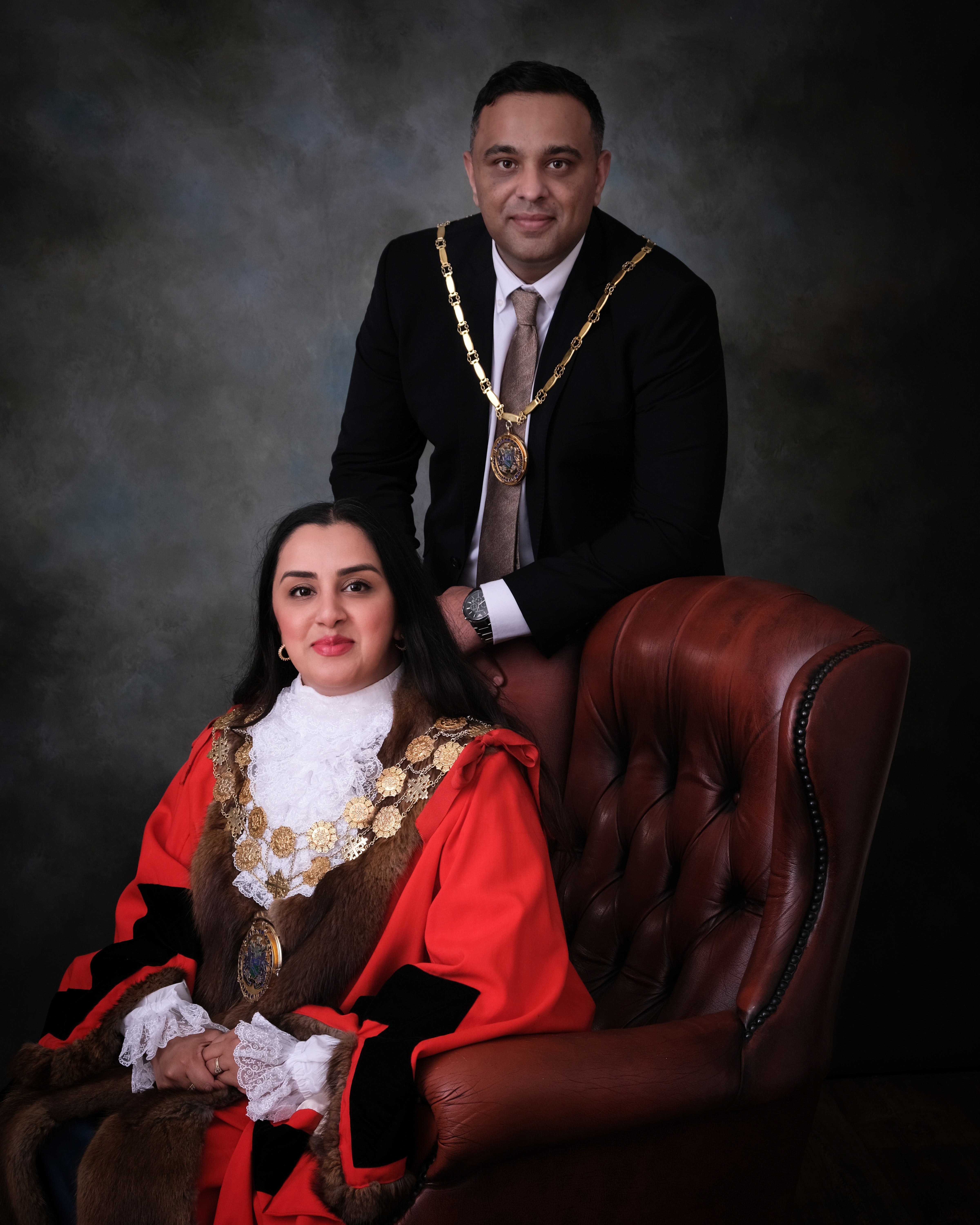 The Mayor of Kirklees, Councillor Nosheen Dad and her husband and Mayor's Consort Shiraz Khan.